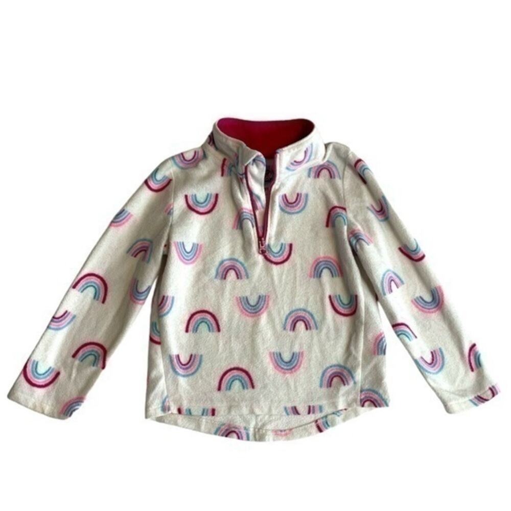 Jumping Beans Rainbow Fleece Pullover Girls Size 3T white half zip sweatshirt